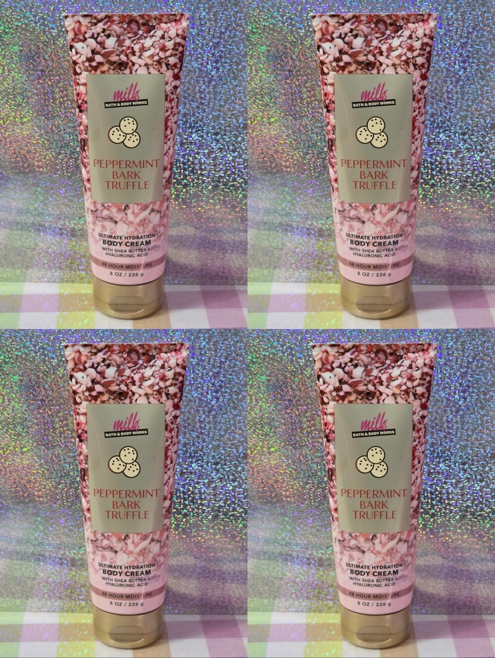 Bath & Body Works Peppermint Bark Truffle Body Cream Set of 4 NEW RARE